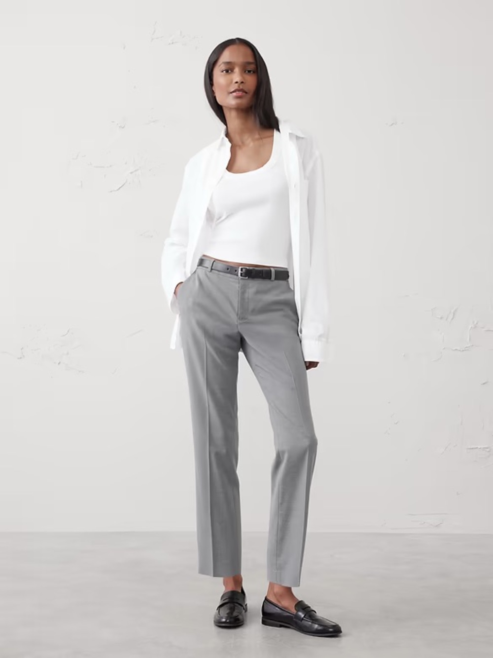 Banana Republic Ryan Italian Slim Wool-blend Pant, Navy Blue - Picture 9 of 13